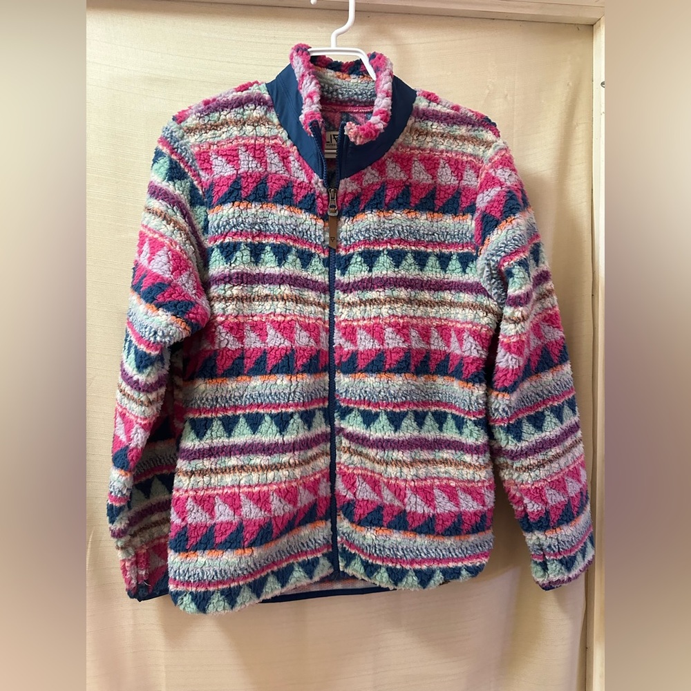 Girls XL LIV Outdoor Sherpa Fleece Jacket Aztec Pattern Pink Blue Cozy Boho